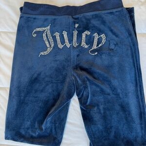 Juicy Couture OG Big Bling Velour Track Pants REGAL BLUE Size M
